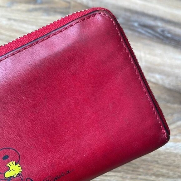 Coach x Peanuts Snoopy & Woodstock Red Zip-Around Leather Wallet - *Worn* - Picture 12 of 16